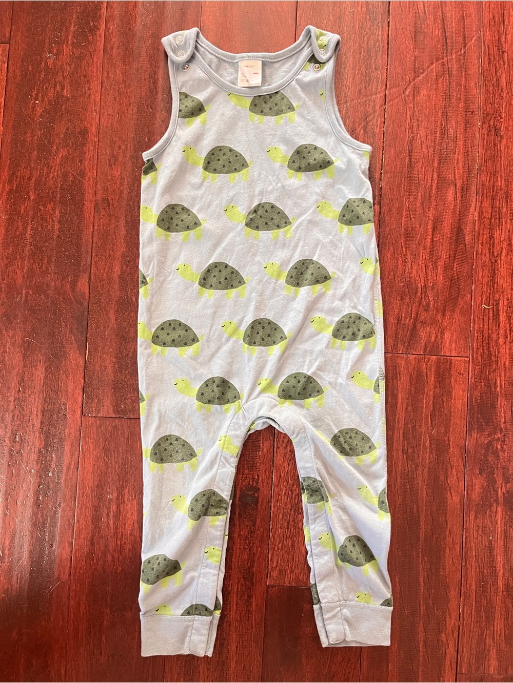Hanna Anderson light Blue Turtle Print Sleeveless Kids One-Piece Romper